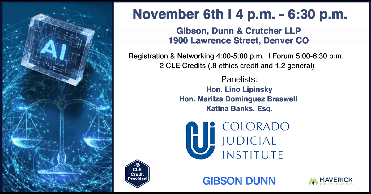 Colorado Judicial Institute to Host Forum on Artificial Intelligence's Impact on Legal Profession